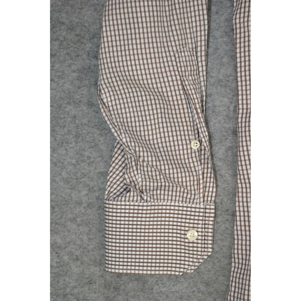 Ermenegildo Zegna‎ Shirt Mens 16 41 Brown Check Long Sleeve Button Front